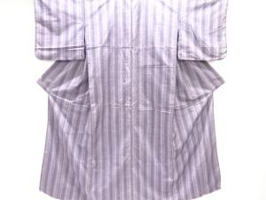 縞織り出し手織り紬着物